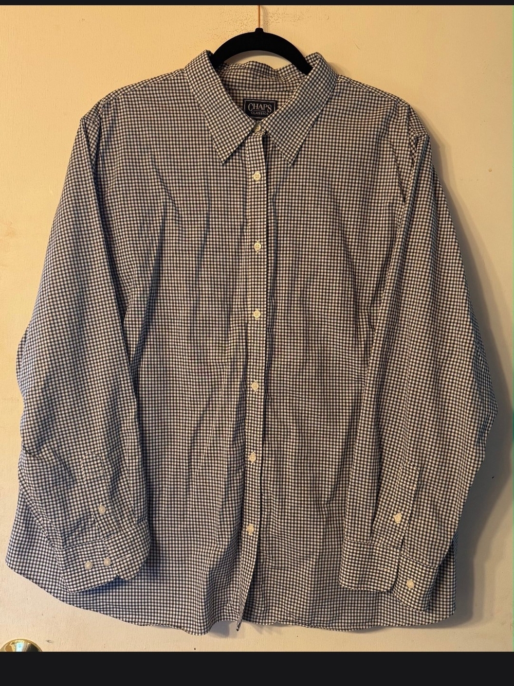 Chaps Men’s Navy and White Micro-Check Button-Down Shirt